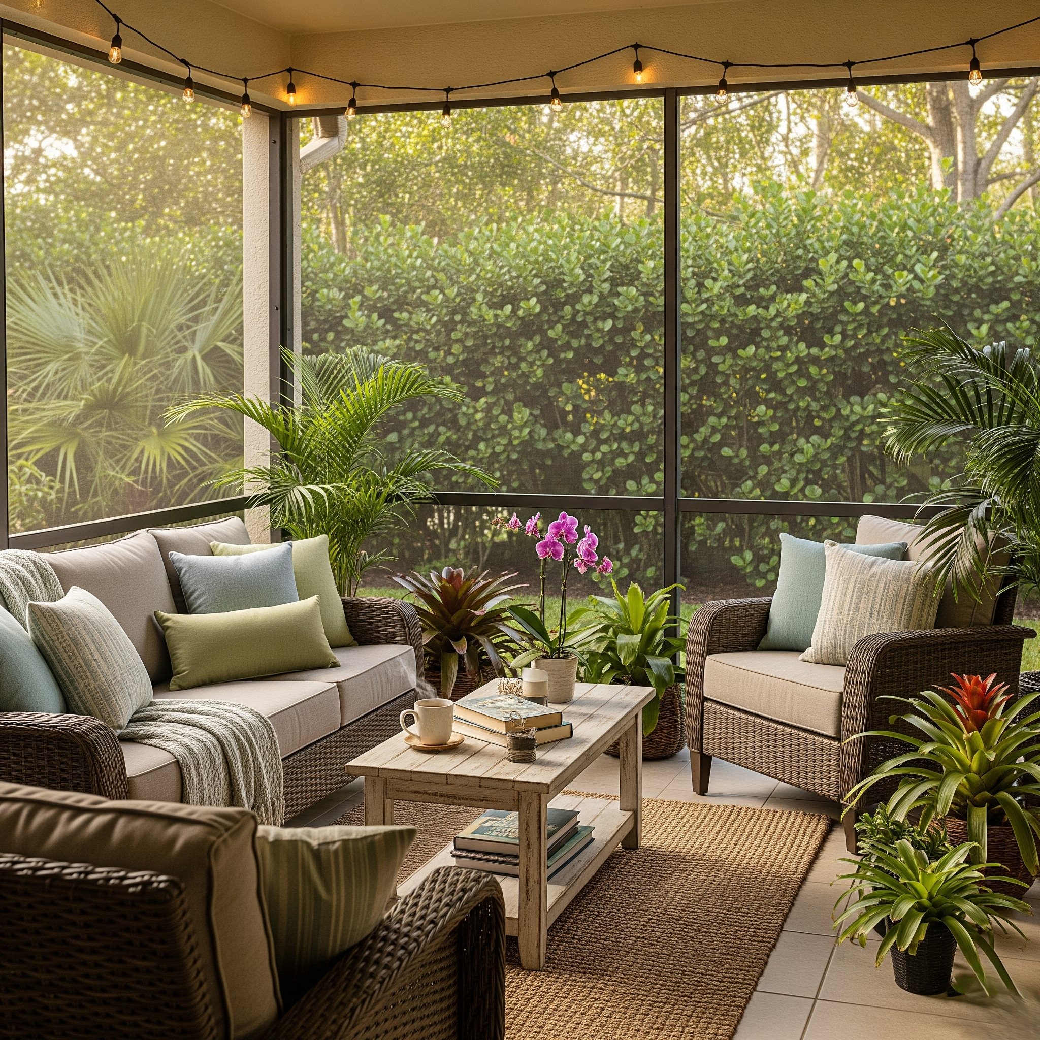 A cozy screen lanai
